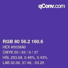 カラーコード: RGB 80 56.2 160.6 | qconv.com