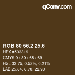 カラーコード: RGB 80 56.2 25.6 | qconv.com