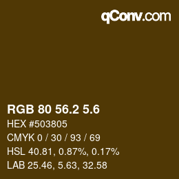 カラーコード: RGB 80 56.2 5.6 | qconv.com