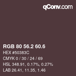 カラーコード: RGB 80 56.2 60.6 | qconv.com
