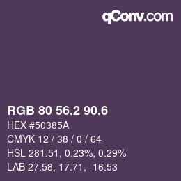 カラーコード: RGB 80 56.2 90.6 | qconv.com