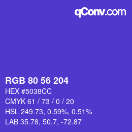Color code: RGB 80 56 204 | qconv.com