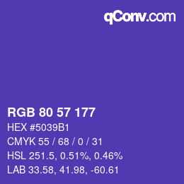 Color code: RGB 80 57 177 | qconv.com