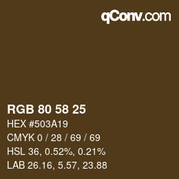 Farbcode: RGB 80 58 25 | qconv.com