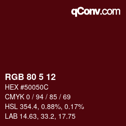 Color code: RGB 80 5 12 | qconv.com