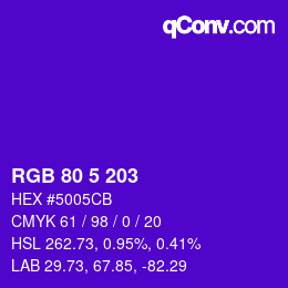 Color code: RGB 80 5 203 | qconv.com