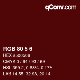 カラーコード: RGB 80 5 6 | qconv.com