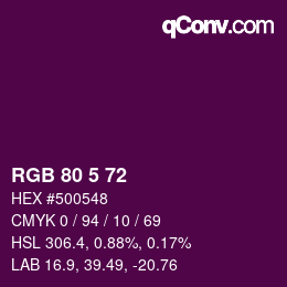 Color code: RGB 80 5 72 | qconv.com