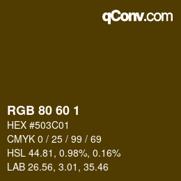 カラーコード: RGB 80 60 1 | qconv.com