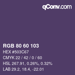 Color code: RGB 80 60 103 | qconv.com