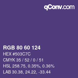 Color code: RGB 80 60 124 | qconv.com