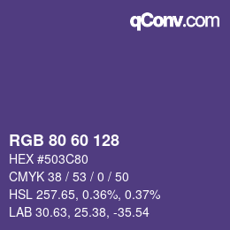 カラーコード: RGB 80 60 128 | qconv.com