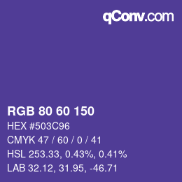 颜色代码: RGB 80 60 150 | qconv.com