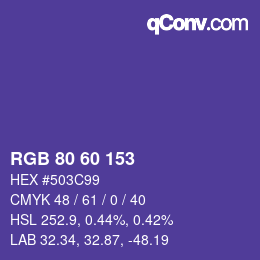カラーコード: RGB 80 60 153 | qconv.com