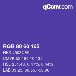 カラーコード: RGB 80 60 165 | qconv.com