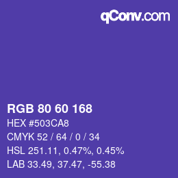 カラーコード: RGB 80 60 168 | qconv.com