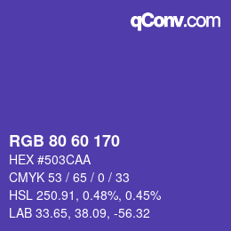颜色代码: RGB 80 60 170 | qconv.com