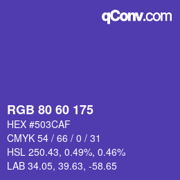 颜色代码: RGB 80 60 175 | qconv.com