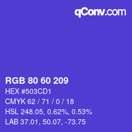 カラーコード: RGB 80 60 209 | qconv.com