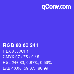 颜色代码: RGB 80 60 241 | qconv.com