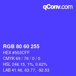 カラーコード: RGB 80 60 255 | qconv.com