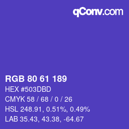 Farbcode: RGB 80 61 189 | qconv.com