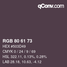 Color code: RGB 80 61 73 | qconv.com