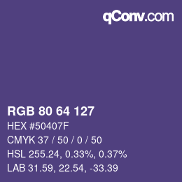 カラーコード: RGB 80 64 127 | qconv.com