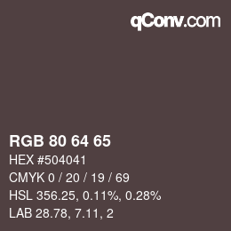 颜色代码: RGB 80 64 65 | qconv.com