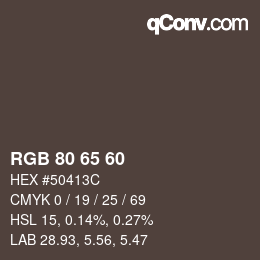 カラーコード: RGB 80 65 60 | qconv.com