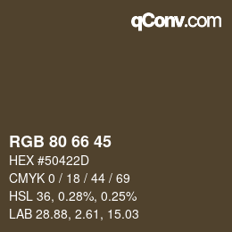 Code couleur: RGB 80 66 45 | qconv.com