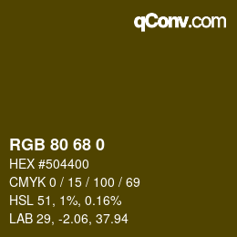 Color code: RGB 80 68 0 | qconv.com