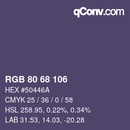 Código de color: RGB 80 68 106 | qconv.com