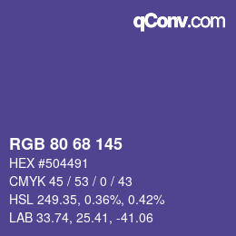 Color code: RGB 80 68 145 | qconv.com