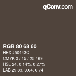 カラーコード: RGB 80 68 60 | qconv.com
