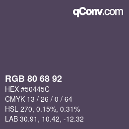 カラーコード: RGB 80 68 92 | qconv.com