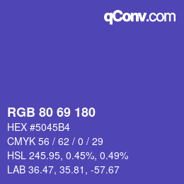 カラーコード: RGB 80 69 180 | qconv.com