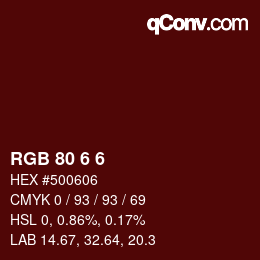 Color code: RGB 80 6 6 | qconv.com