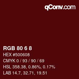 カラーコード: RGB 80 6 8 | qconv.com