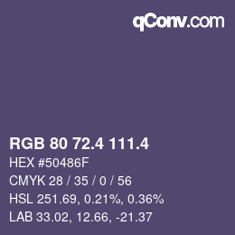 カラーコード: RGB 80 72.4 111.4 | qconv.com