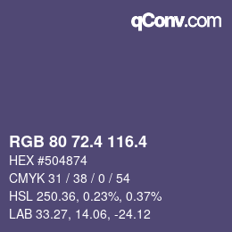 カラーコード: RGB 80 72.4 116.4 | qconv.com