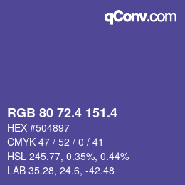 カラーコード: RGB 80 72.4 151.4 | qconv.com