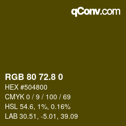 Color code: RGB 80 72.8 0 | qconv.com