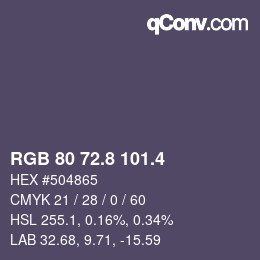 カラーコード: RGB 80 72.8 101.4 | qconv.com