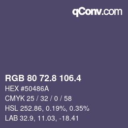 カラーコード: RGB 80 72.8 106.4 | qconv.com