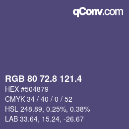 カラーコード: RGB 80 72.8 121.4 | qconv.com