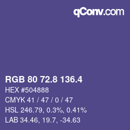 カラーコード: RGB 80 72.8 136.4 | qconv.com