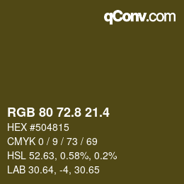 カラーコード: RGB 80 72.8 21.4 | qconv.com