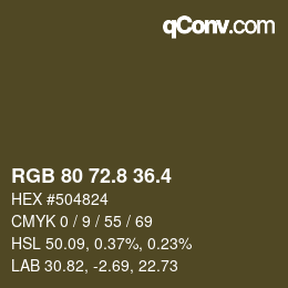 カラーコード: RGB 80 72.8 36.4 | qconv.com