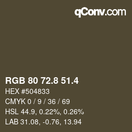 カラーコード: RGB 80 72.8 51.4 | qconv.com